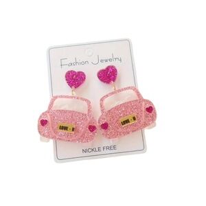 Pink Heart Car Earrings